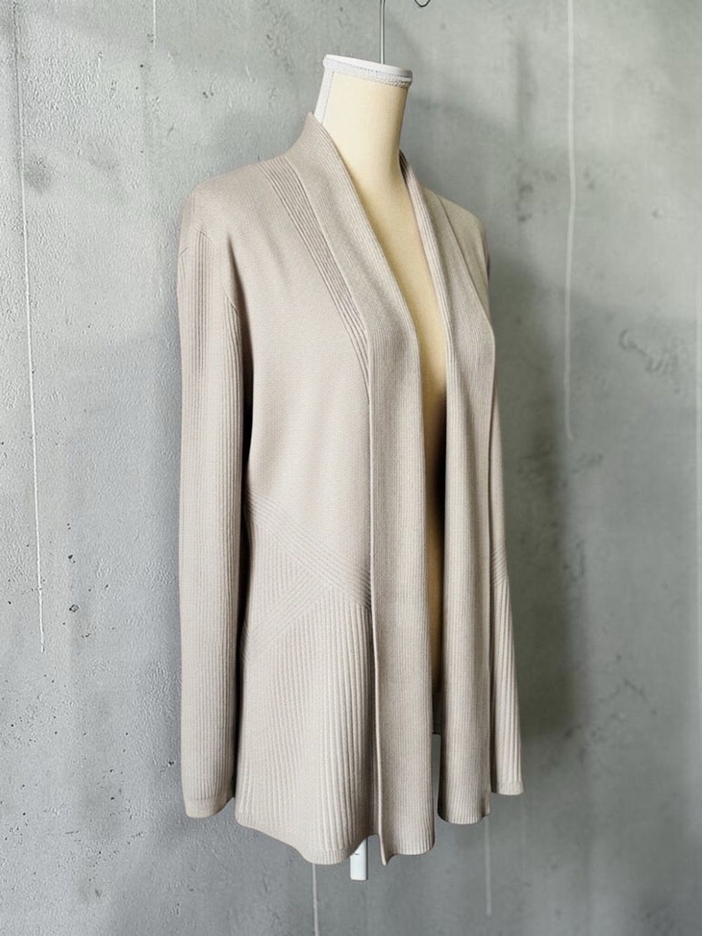 Seven Manor Open Front Cardigan Taupe Ribbed Size XL Long